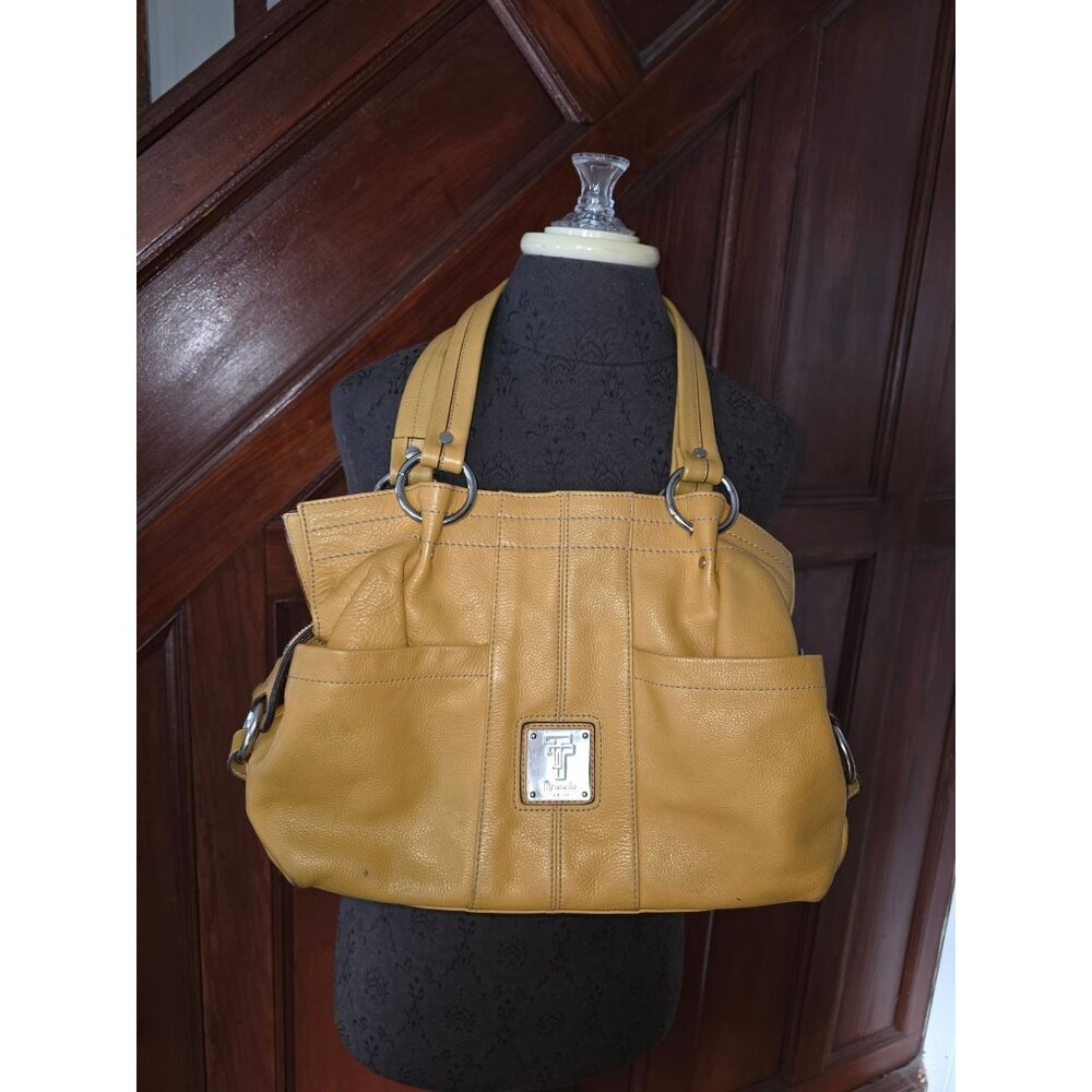 Tignanello Leather Shoulder Bag Mustard Yellow Satchel